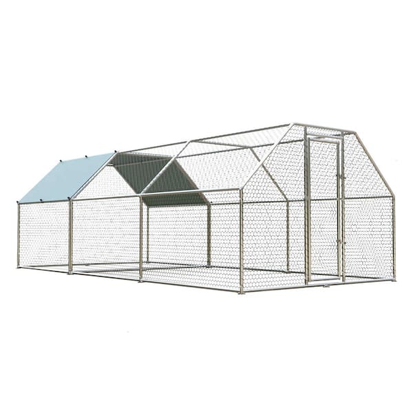 Amucolo 9.8 ft. x 19.6 ft. Metal Large Chicken Coop Walk-In Poultry ...