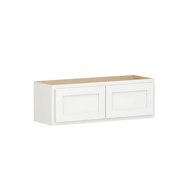 SIMPLY WOODMARK PRO Shaker Partial Overlay 36 in. W x 12 in. D x 12 in. H Plywood Assembled Wall Kitchen Cabinet in Linen White