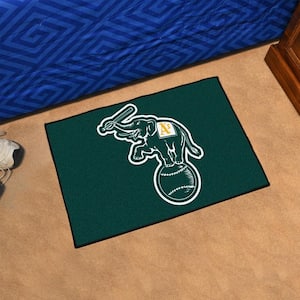 Oakland Athletics Elephant Logo Green 1.5 ft. x 2.5 ft. Starter Area Rug