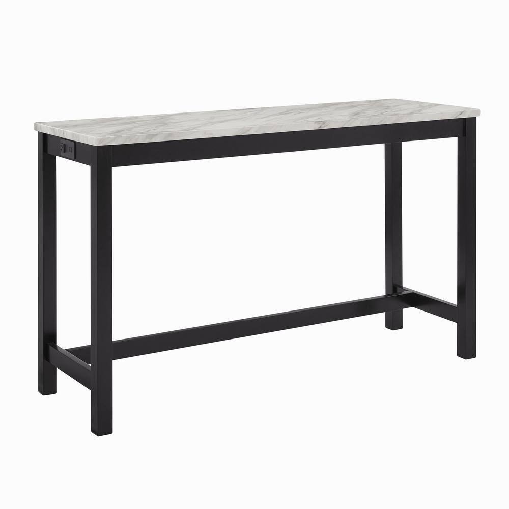 Front three-quarter view of the Celeste bar table with faux marble top.