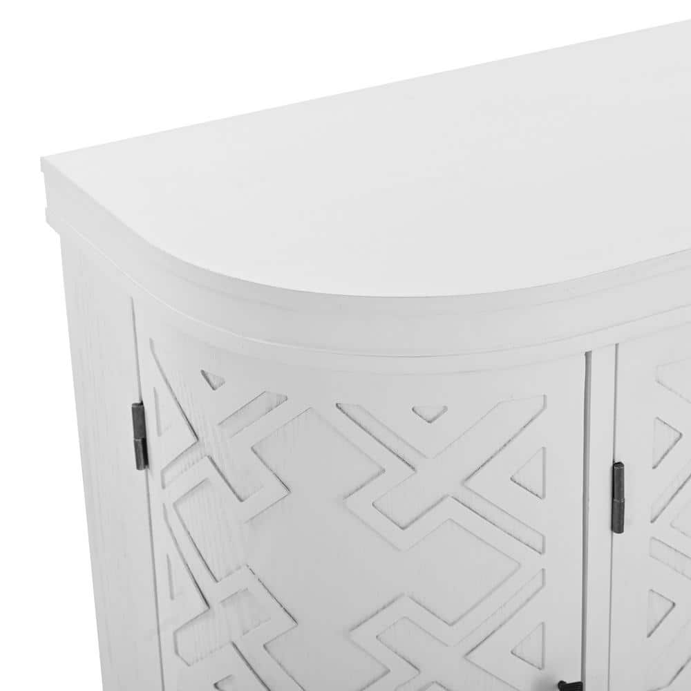 White 47.2" Wood Sideboard with Antique Pattern Doors