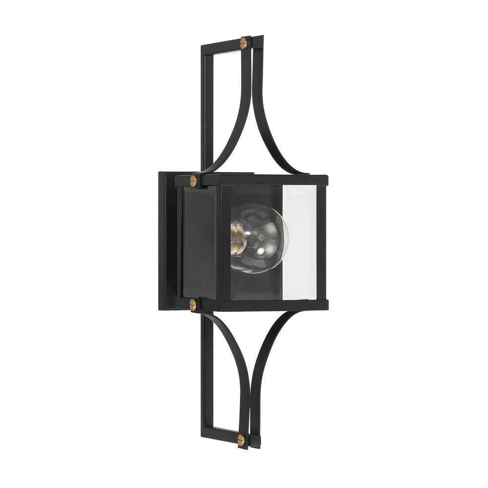 Matte Black and Brass Dimmable Lantern Sconce