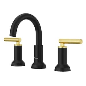 Capistrano 8 in. Widespread Double Handle Bathroom Faucet in Matte Black/Brushed Gold