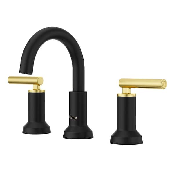 Pfister Capistrano 8 in. Widespread Double Handle Bathroom Faucet in Matte Black/Brushed Gold