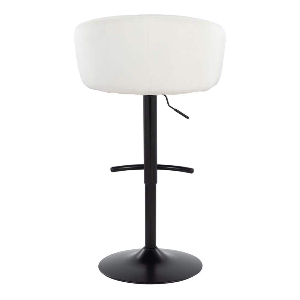 Set of 2 Adjustable Black Metal and Cream Velvet Swivel Barstools