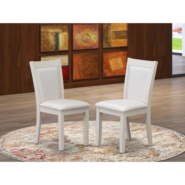 East West Furniture Wire brushed Linen White, Parson Dining Chairs - Cream Linen Fabric Upholstered Chairs, Set of 2