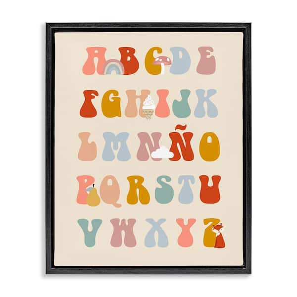 Stupell Industries Spanish Alphabet Soft Illustrations by Lil' Rue Black Floater Frame Typography Graphic Art Print 21 in. x 17 in.