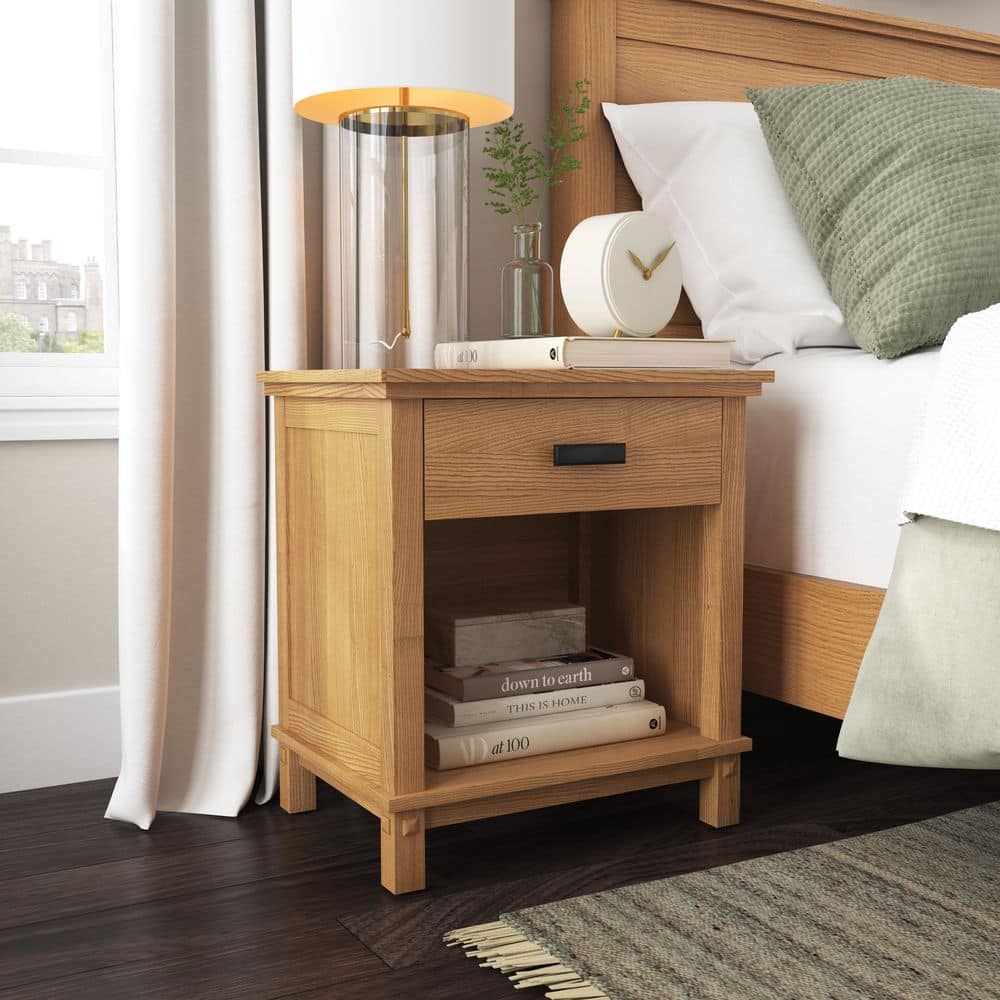 Oak Park 22" Light Oak Wood Nightstand with Drawer