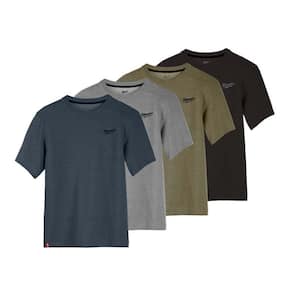 Men's Medium Multi-Color Cotton/Polyester Hybrid Short-Sleeve Pocket T-Shirt (4-Pack)