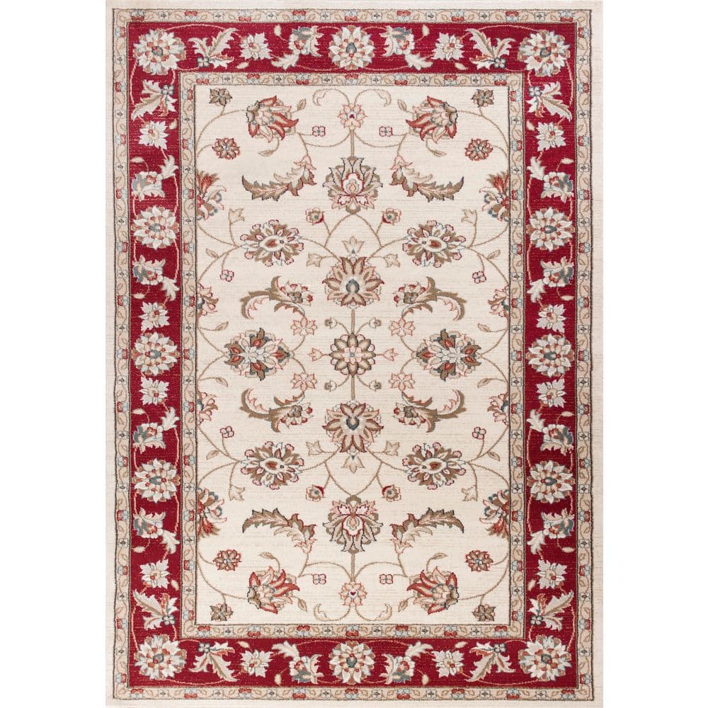 Sabina Ivory/Red 9 ft. x 12 ft. Floral and Traditional Area Rug price history on PriceWatchPro