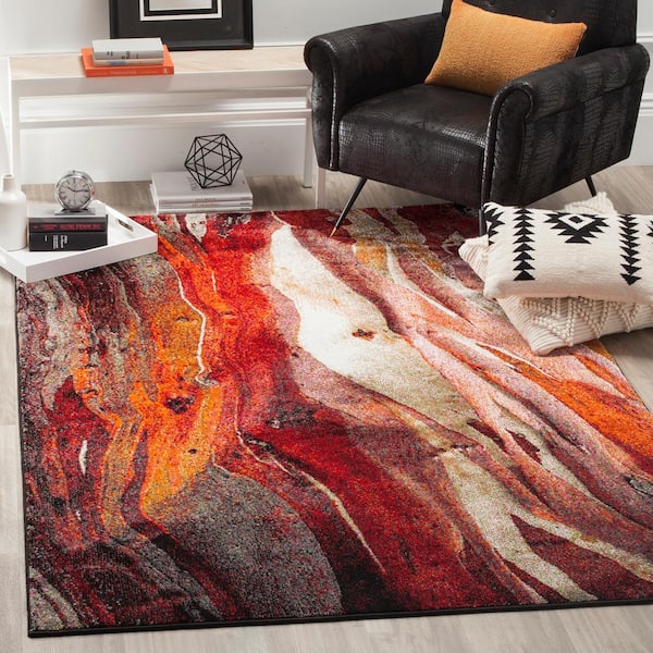 Glacier Red/Multi Doormat 3 ft. x 5 ft. Geometric Area Rug