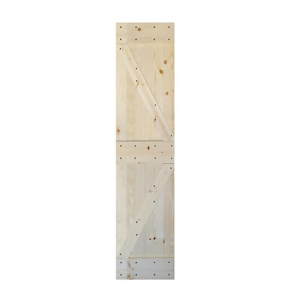 ISLIFE K Style 24 in. x 84 in. Unfinished Solid Wood Sliding Barn Door Slab - Hardware Kit Not Included