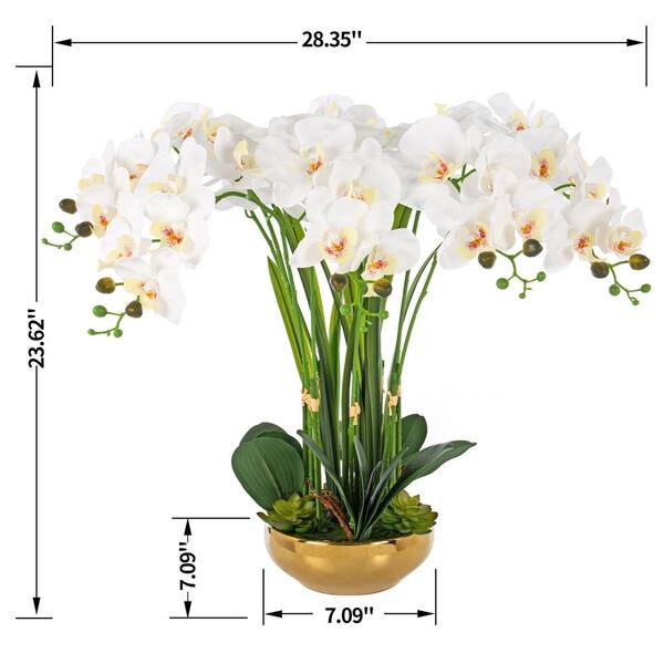 Vanity Art 23.62 in. H Artificial Orchid Arrangement in Gold-Plated Ceramics Vase