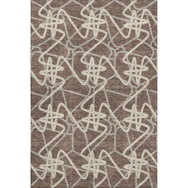 Addison Rugs Mayfield Premium Machine Washable Abstract AMF947 Brown 8 ft. x 10 ft. Area Rug