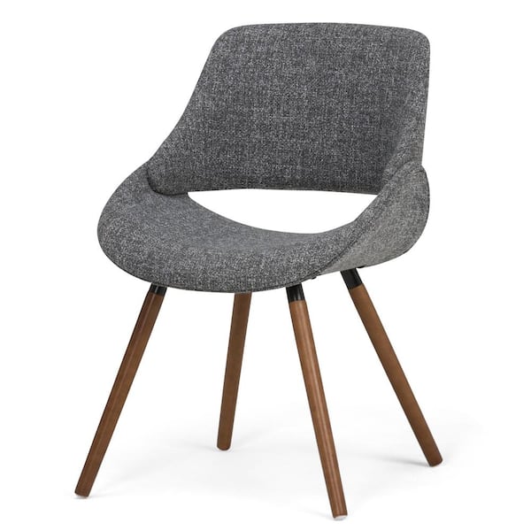 Simpli Home Malden Mid Century Modern Bentwood Dining Chair in Grey Woven Fabric