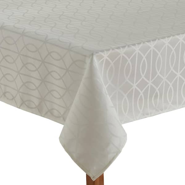 Teflon Branson Teflon Treated Jacquard Tablecloth, Ivory, Tablecloth, (60 in. X 120 in.)