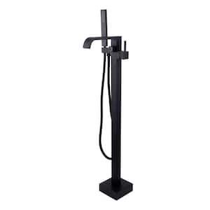 48 in. H Single-Handle Freestanding Tub Faucet with Handheld Shower in Matte Black