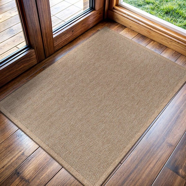 Easy Jute Natural 2 ft. x 3 ft. Stripes Indoor Outdoor Area Rug