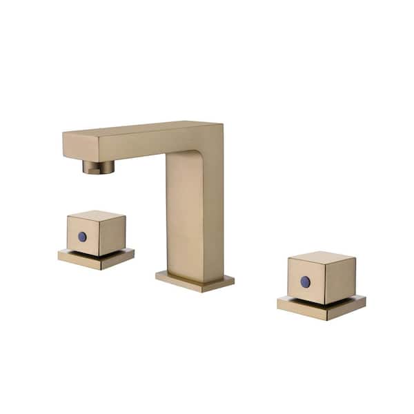 AIMADI 8 in. Widespread Double Handle Bathroom Faucet Brass 3 Hole Bathroom Sink Faucets in Brushed Gold