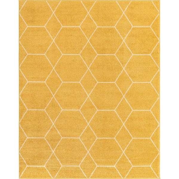 StyleWell Trellis Frieze Yellow/Ivory 8 ft. x 10 ft. Geometric Area Rug