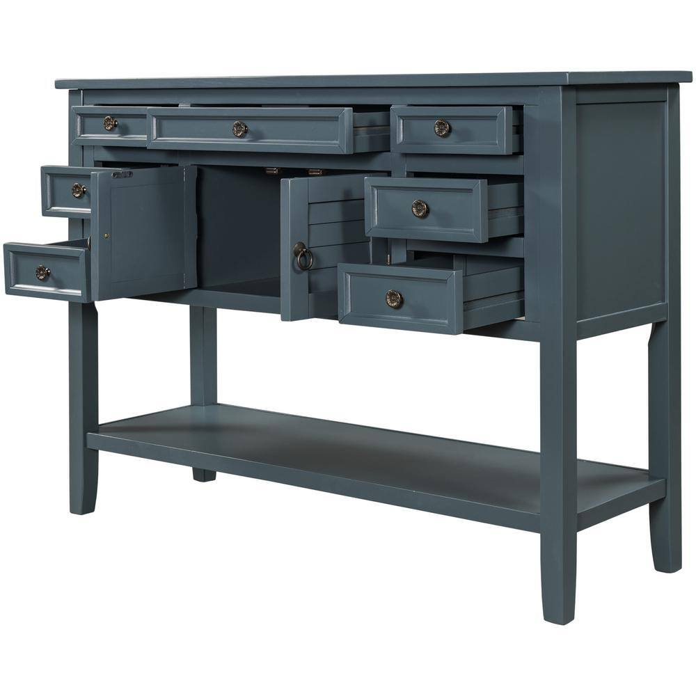 44.5 in. W x 14.2 in. D x 33.7 in. H Blue Linen with 7Drawers