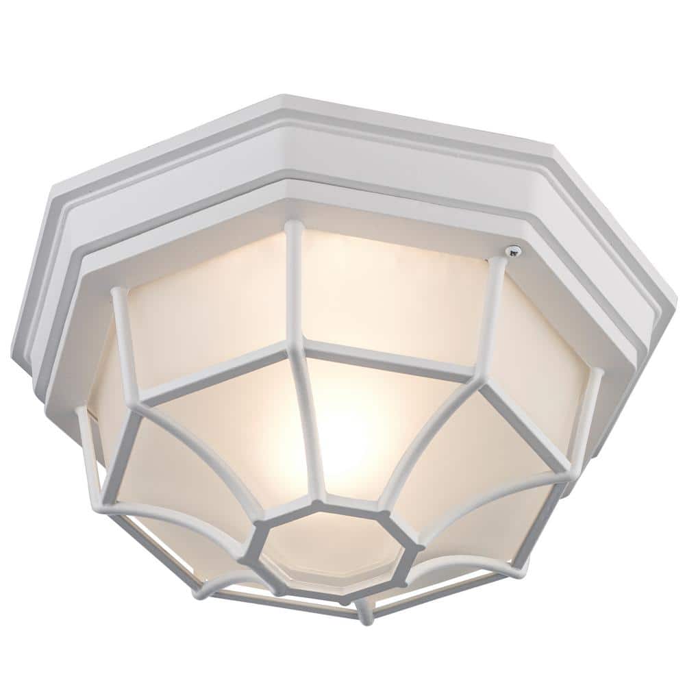 Contemporary White Glass 11" Flush-Mount Ceiling Light