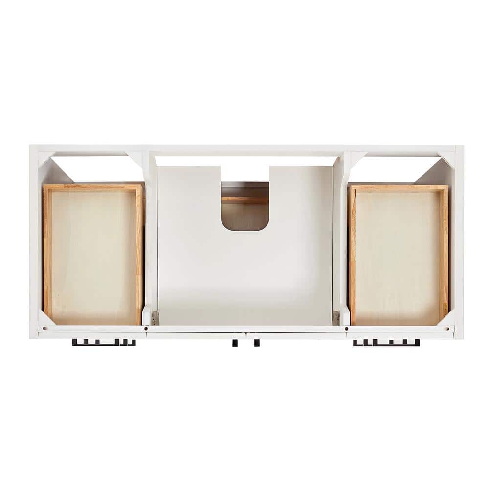 White Marble Top Single Sink Bathroom Vanity with Solid Wood Base