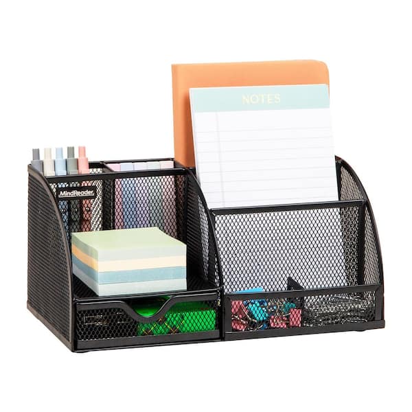 11 in. L x 5.5 in. W x 5 in. H Desktop Organizer File Storage Accessory Storage Metal Black