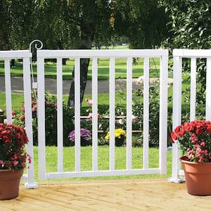 36 in. H x 40 in. W White Aluminum Deck Railing Wide Picket Gate