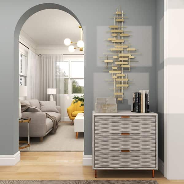 58 in. x  25 in. Metal Gold Geometric Layered Geometric Wall Decor