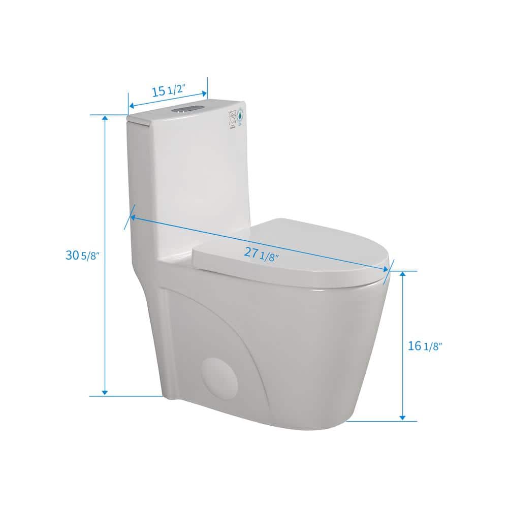 Glossy White Ceramic Dual Flush One-Piece Elongated Toilet