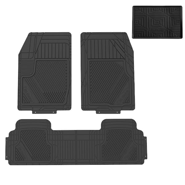 FH Group Black Oversized Liners Full Coverage Trimmable Floor Mats - Universal Fit for Cars, SUVs, Vans and Trucks - Full Set