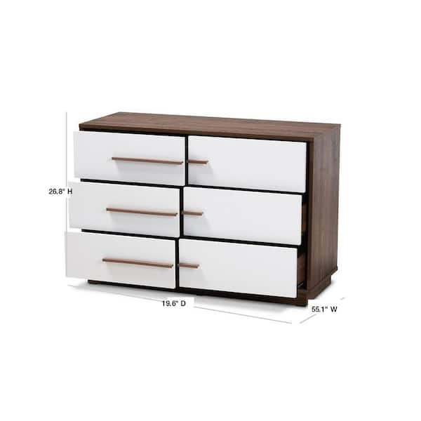 Baxton Studio Mette 6 Drawer White Dresser 157 9522 HD The Home