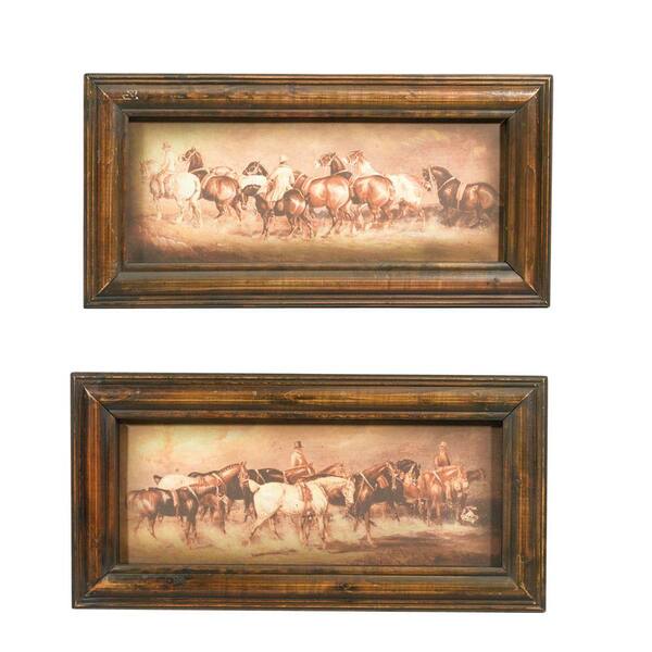Antique Reproductions 11.5 in. x 23.5 in. "Horse Herd" Wall Art (Set of 2)
