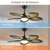 Kviflon 44 in. Black Retro Ceiling Fan with LED & Remote
