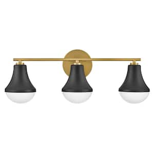 Haddie 24.0 in. 3-Light Black Vanity Light