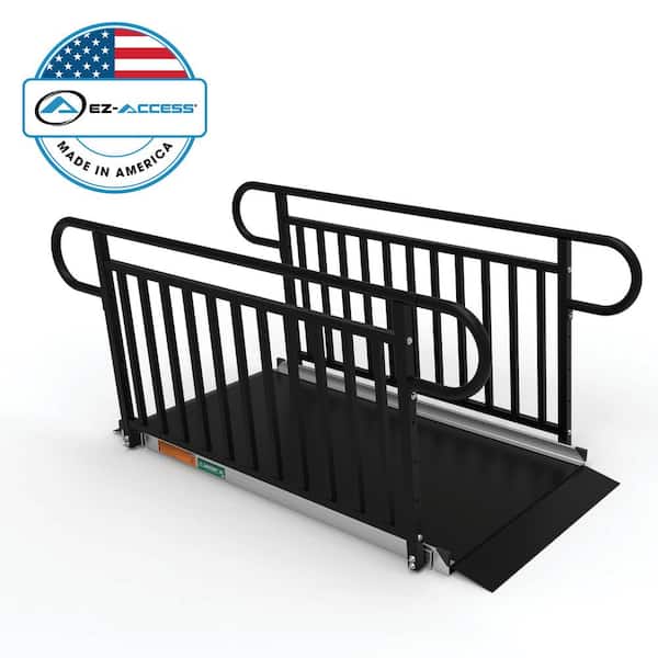EZ-ACCESS GATEWAY 3G 6 ft. Aluminum Solid Surface Black Wheelchair Ramp with Black Vertical Picket Handrails