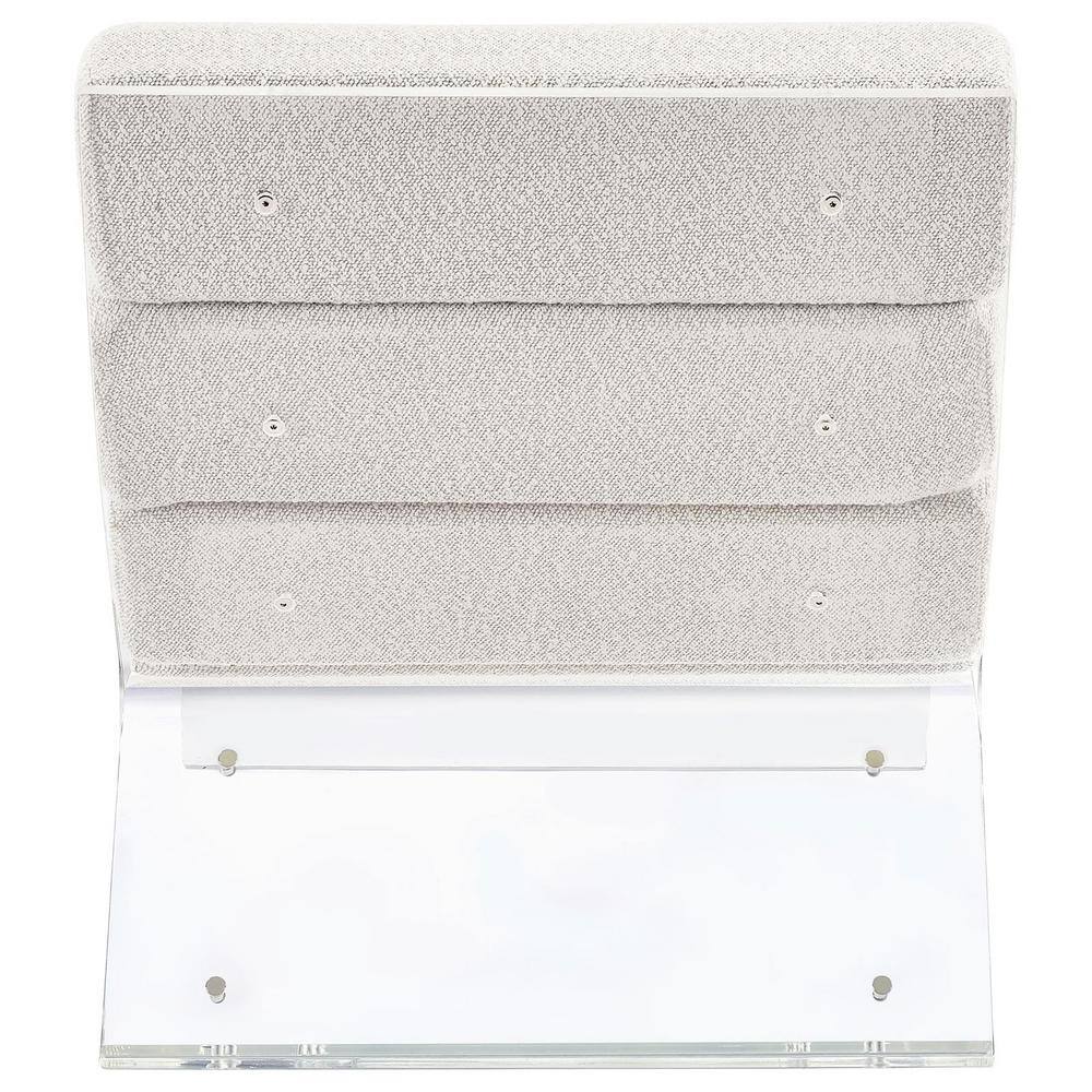 Ivory Bouclé Upholstered Armless Accent Chair with Clear Acrylic Frame