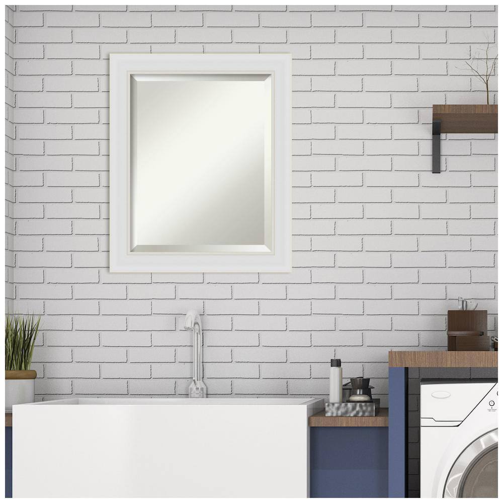 Soft White Rectangular Bathroom Vanity Wall Mirror
