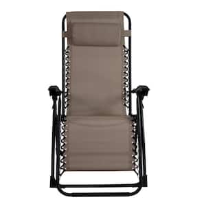Metal Outdoor Recliner Gravity Chair in Taupe