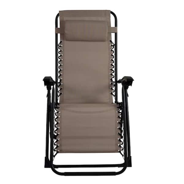 Patio Premier Metal Outdoor Recliner Gravity Chair in Taupe