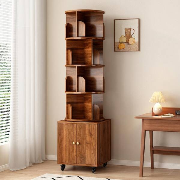 Miscool Avex Brown 70 in. Tall MDF 5-Shelf 360°Rotating Display