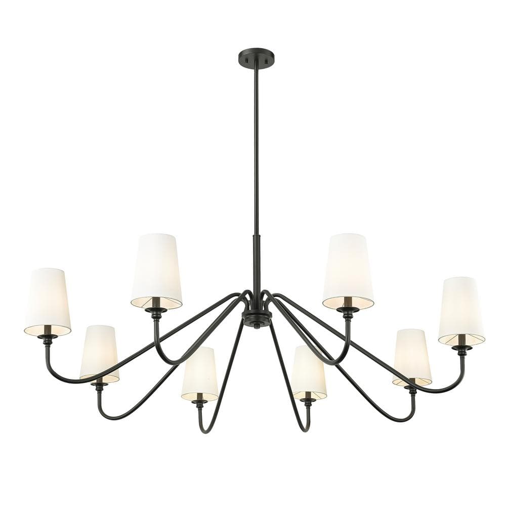 Gianna Matte Black 8-Light Chandelier with White Shades