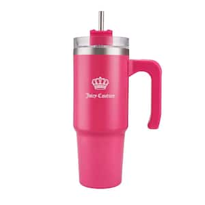 Juicy Travel Style 31.5 oz. Hot Pink Stainless Steel with Slide Lid & Straw Travel Mug