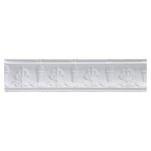 Moonlit Seashore 0.012 in. x 6.44 in. x 48 in. Metal Bed Moulding Nail-Up Tin Cornice in White(48 Ln.ft./Pack)(12Pieces)