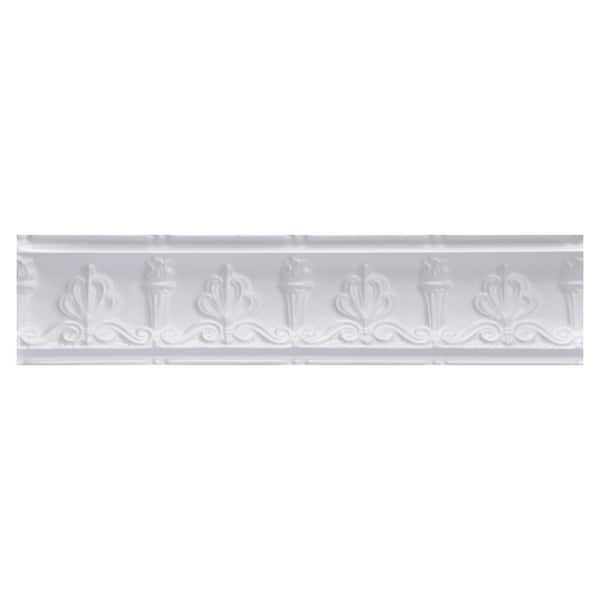 FROM PLAIN TO BEAUTIFUL IN HOURS Moonlit Seashore 0.012 in. x 6.44 in. x 48 in. Metal Bed Moulding Nail-Up Tin Cornice in White(48 Ln.ft./Pack)(12Pieces)