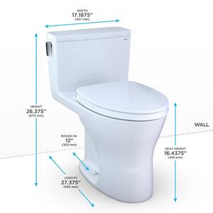 UltraMax 1-Piece 0.8/1.28 GPF Dual Flush Elongated Dynamax Tornado Flush Toilet in Cotton White, Seat Included