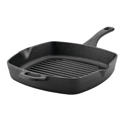 Tramontina Gourmet 11.5 in. Enameled Cast Iron Grill Pan in Gradated Cobalt  with Bacon Press 80131/064DS - The Home Depot