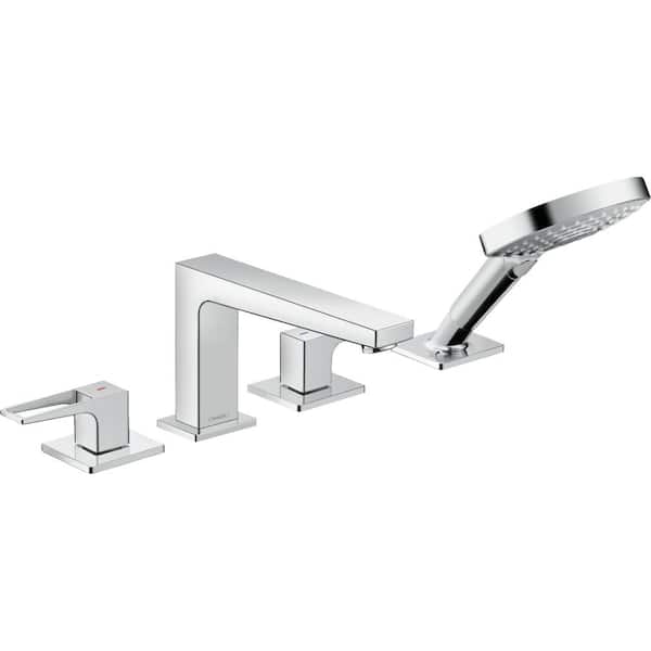Hansgrohe Metropol 2-Handle Deck Mount Roman Tub Faucet with Hand Shower in Chrome