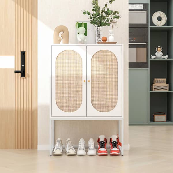 sumyeg White 41.23 in. H 2-Door Accent Storage Cabinet Adjustable Shelves